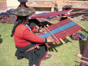 Weaving on a backstrap loom